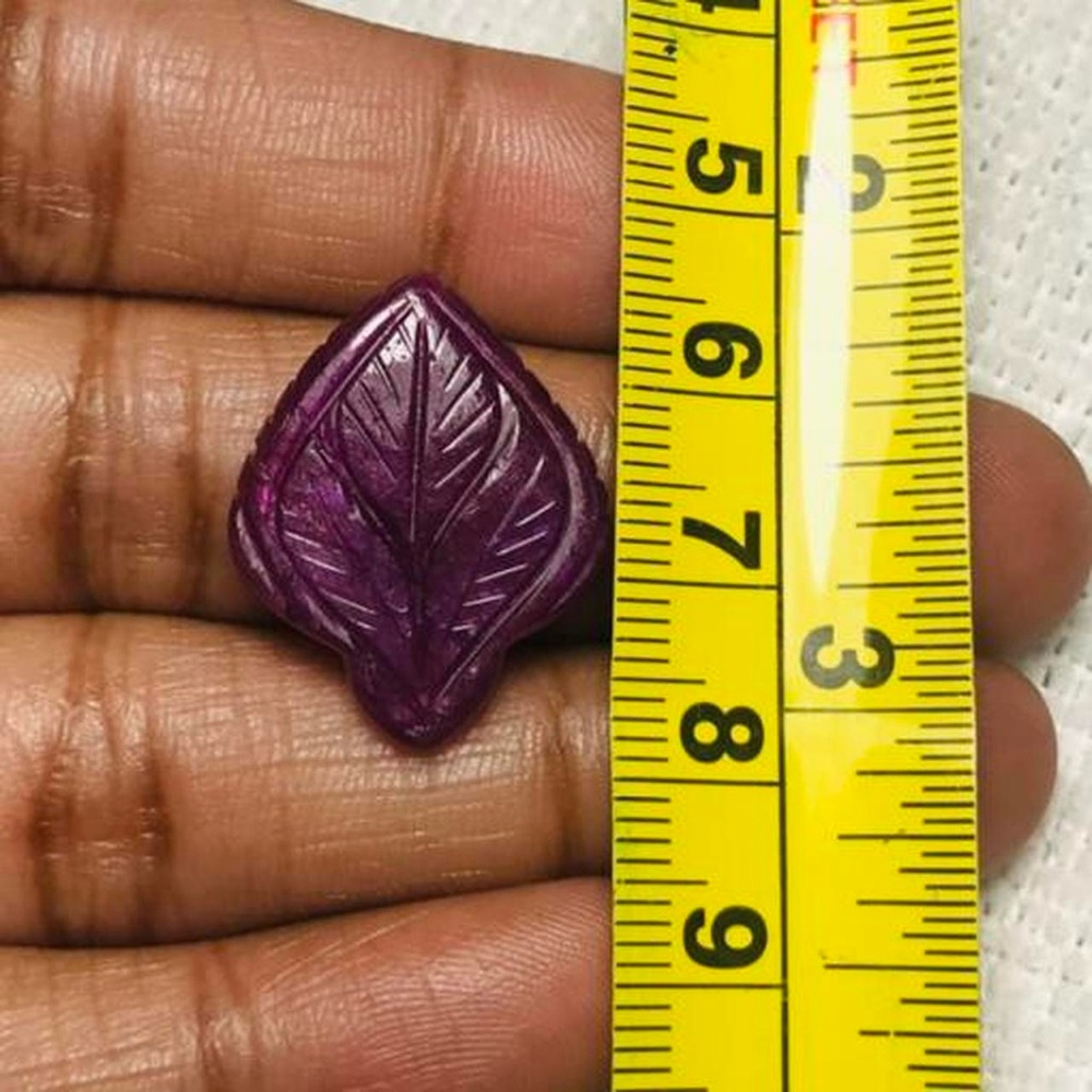 Ruby Natural Hand Carved Leaf Shape - image 2